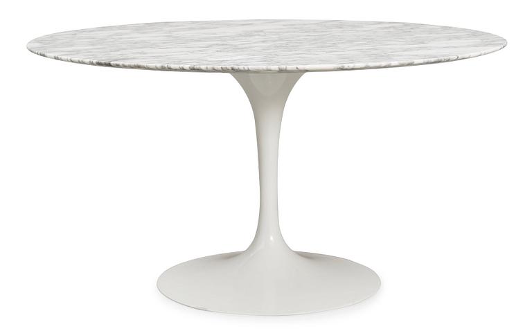 An Eero Saarinen 'Tulip' white marble and lacquered metal dining table, Knoll International, USA.