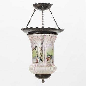 A glass ceiling lantern, turn of the Century 1900.