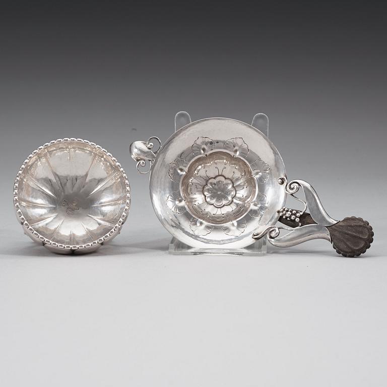 A Georg Jensen tea-strainer with stand, Copenhagen ca 1915-21.