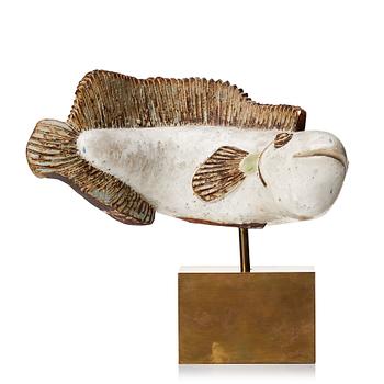 Tyra Lundgren, a stoneware sculpture of a fish, Sèvres, France 1934-39.