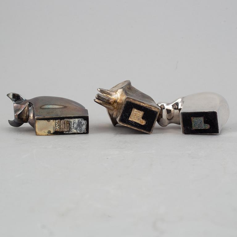 Gunnar Cyrén, figuriner, 3 st, silverpläterad zink, Dansk Designs, Japan.