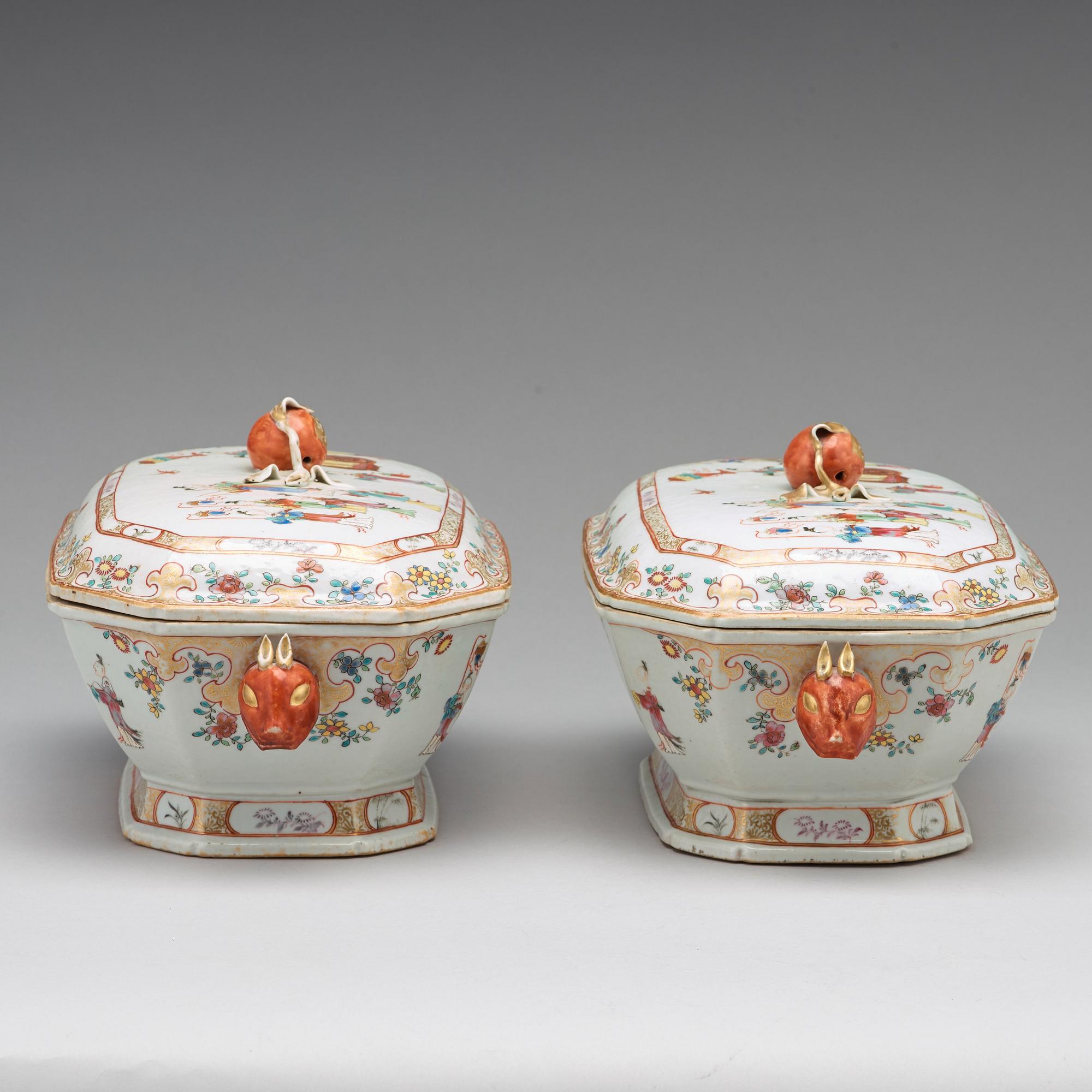 A pair of famille rose tureens with covers, Qing dynasty, Qianlong (1736-95).