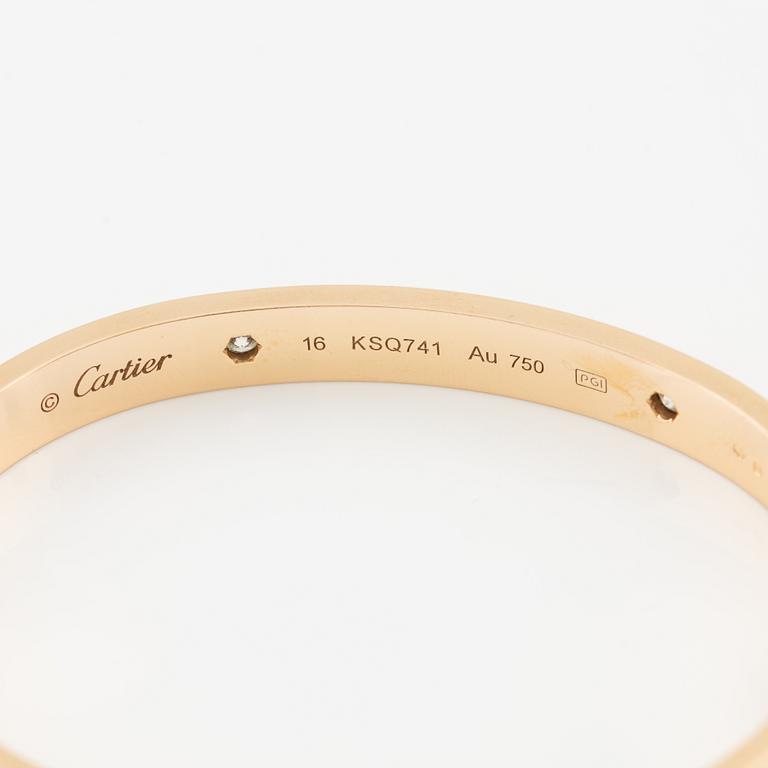 Cartier armband "Love" 18K roséguld med fyra runda briljantslipade diamanter.