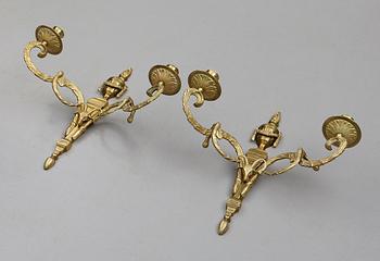 VÄGGAPPLIQUER, 1 par, mässing, gustaviansk stil, 1900-talets andra hälft.