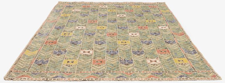 Märta Måås-Fjetterström, draperi, "Rågen", inplock på linnebotten, ca 246 x 147 cm, signerad MMF.