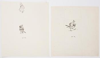 BJÖRN BERG, two ink drawings "Teskedsgumman" signed.