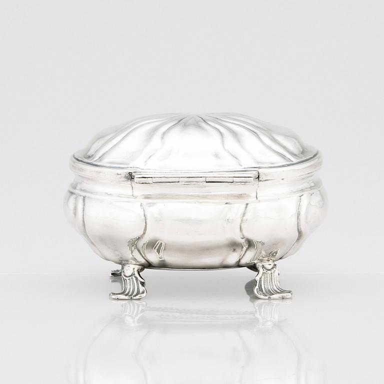 A Baltic 18th Century Rococo silver sugar-casket, mark of Wilhelm Christian Hillebrandt, Reval (1758-1780).