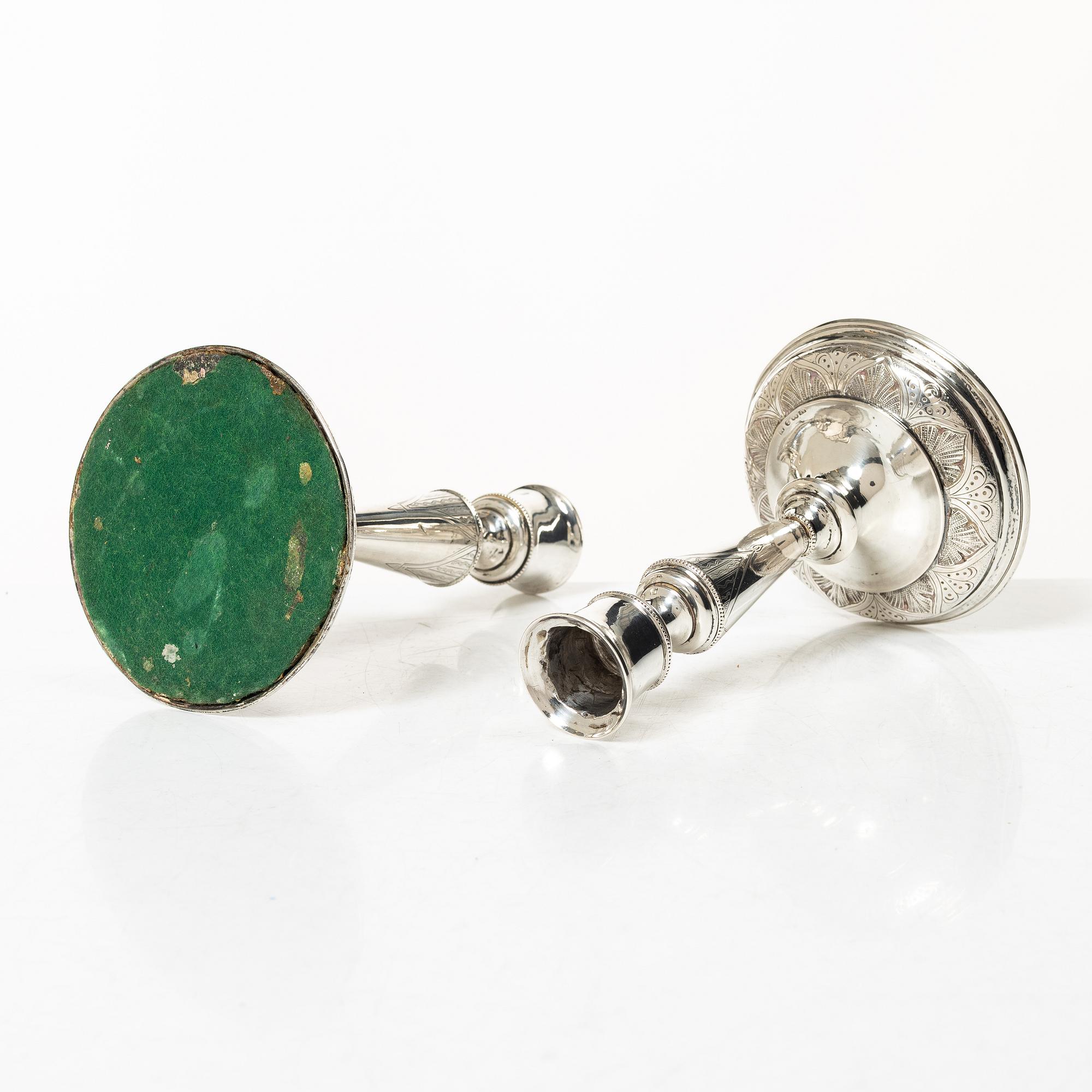 Samuel Pettersson, a pair of silver candlesticks, Linköping, 1879.