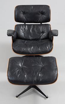 CHARLES & RAY EAMES, "Lounge Chair and ottoman", Herman Miller, sannolikt 1950-60-tal.