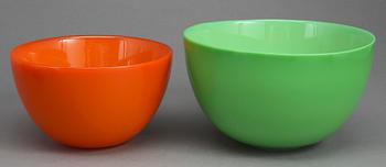 SKÅLAR, 5 st, glas, "Colora", Sven Palmqvist, Orrefors.