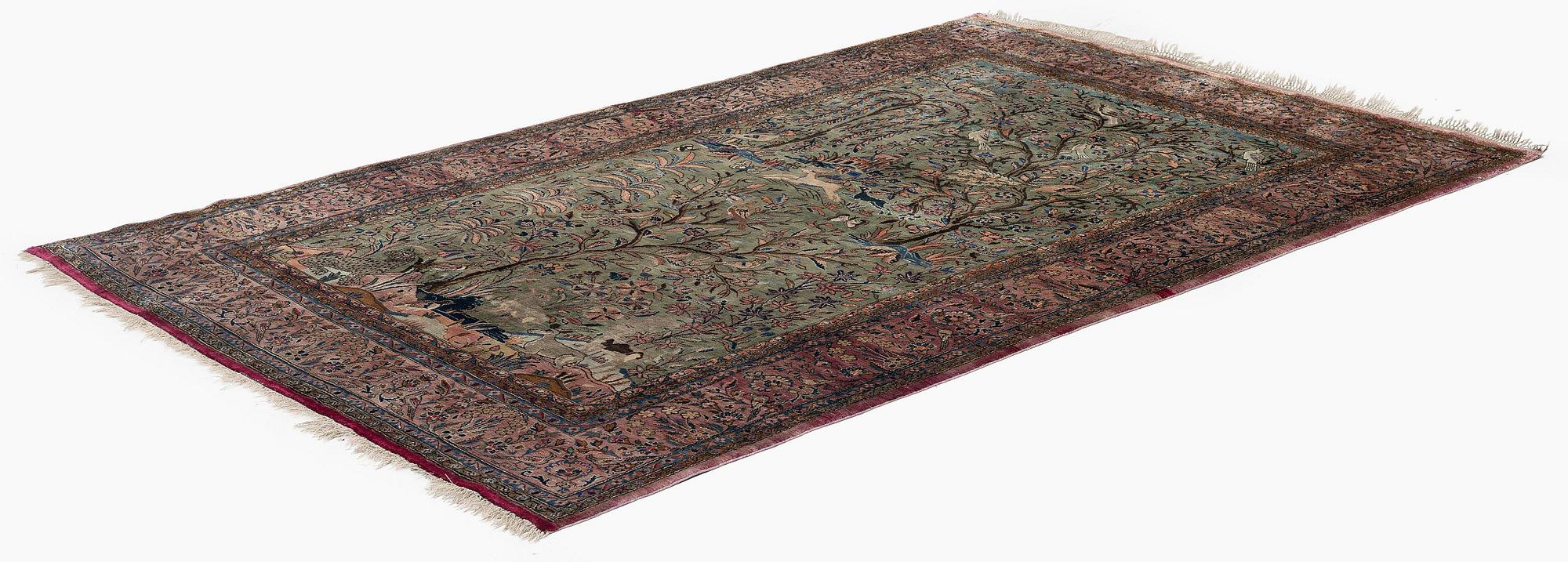 Matta antik silke Keshan, centrala Persien, ca 200 x 127 cm.
