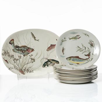 A 13-piece 'Fish' service, Johnson Bros, England.