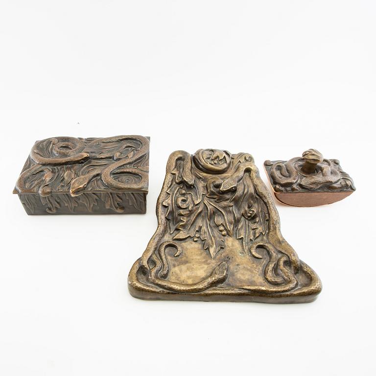 Desk set, 3 pieces, Mogens Ballin, Denmark, first half of the 20th century.