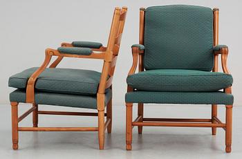 FÅTÖLJER, ett par, s.k Gripsholms modellen, Arne Norell, 1900-talets andra hälft.