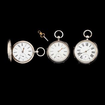 FICKUR, 3 st, silver, bl a England, 1800-tal.