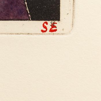 STEN EKLUND, handkolorerad etsning, signerad.