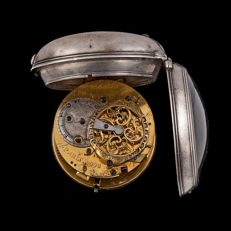 A silver verge pocket watch, Le Roy, Paris, for the Turkish market. 18th century.