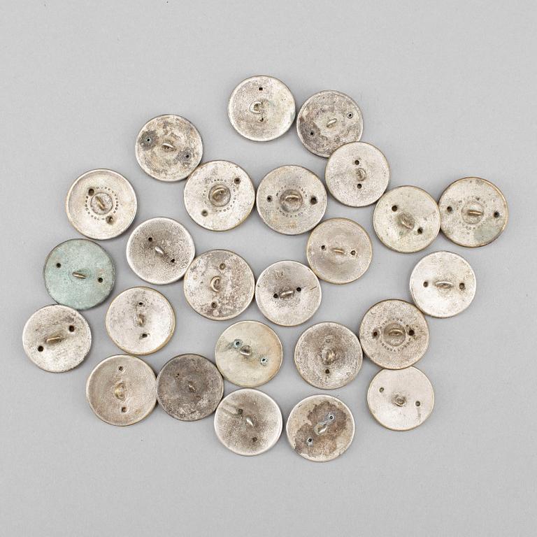 LIVRÉKNAPPAR, 25 stycken, med adliga ätten Tersmedens vapensköld, 1800-tal.