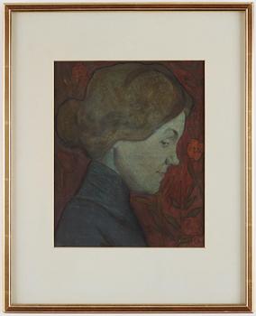 Ivar Arosenius, The actress Ester Sahlin (1881-1959) in profile.