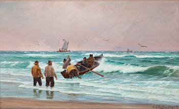 485. Carl Locher, Fishermen on the beaches of Skagen, Denmark.