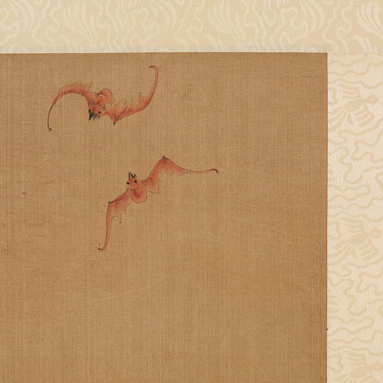 A hanging scroll, ink and colour on silk, Qing dynasty (1644-1912), signed Luo Ling.