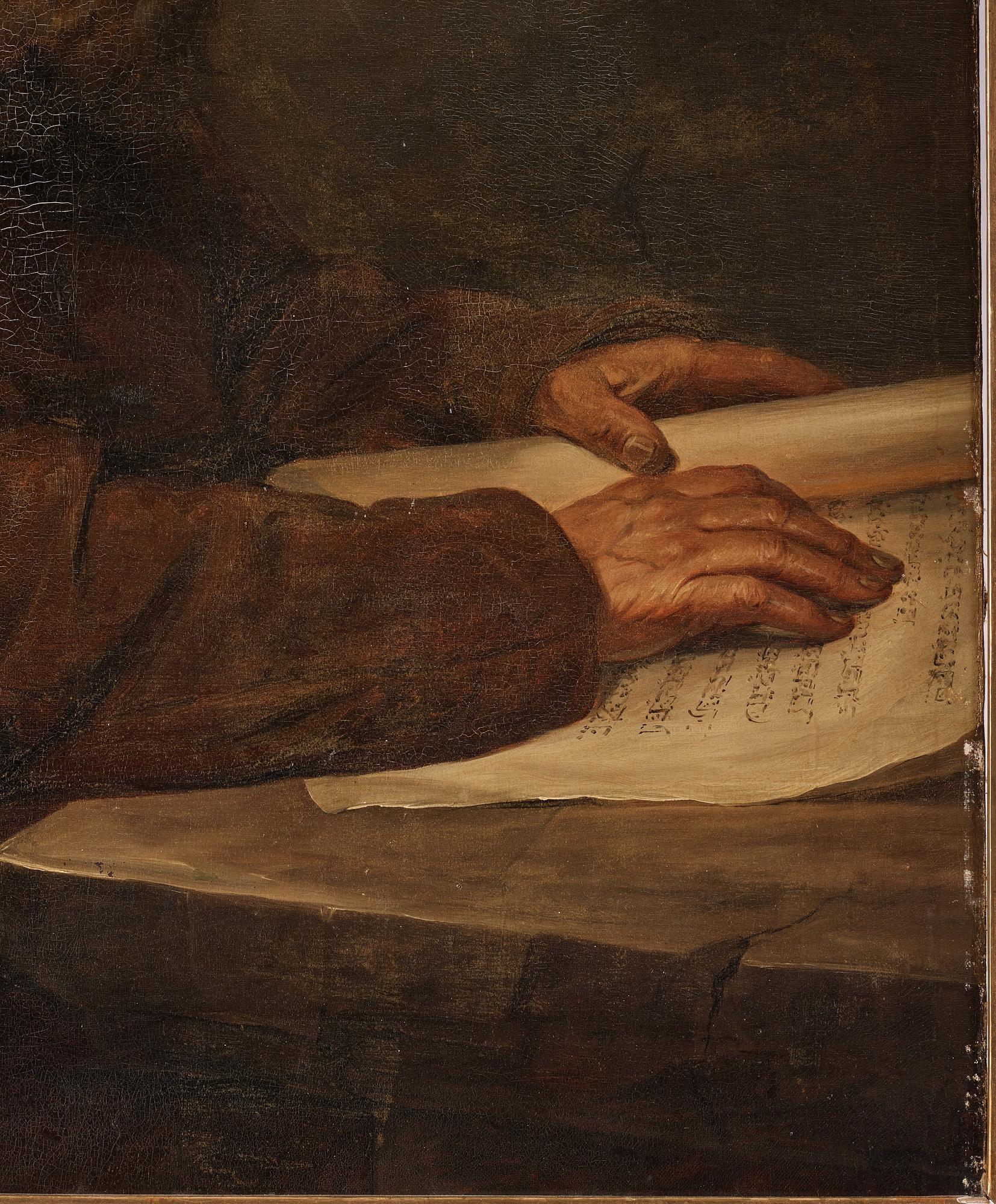 Jan Adriaensz van Staveren Follower of, Apostle with the Holy Scriptures.