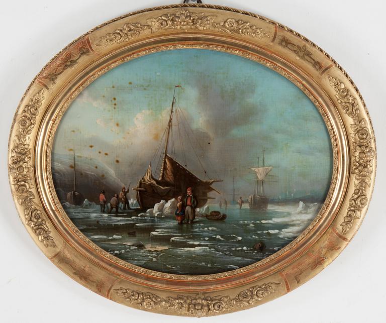 ANDERS GUSTAF KOSKULL, efter, 2 sidenmålningar, 1800-talets andra hälft.