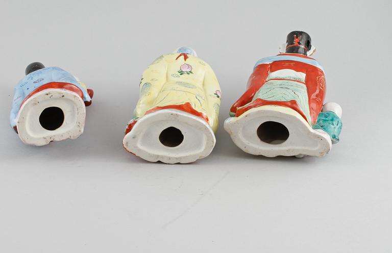 FIGURINER, 3 st, porslin, Kina, 1900-tal.