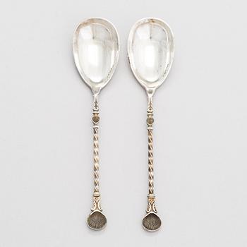 Petter Airaksinen, a pair of silver caviar spoons, Helsinki 1893.