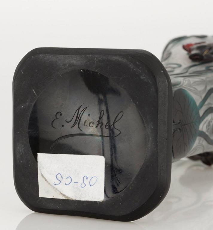 An art nouveau Eugène Michel cameo glass vase, France.
