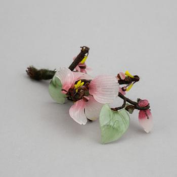 Four Chinese table decorations in various stones, 20th century.