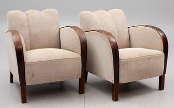 FÅTÖLJER, 4 st, Art deco, 1900-talets första hälft.