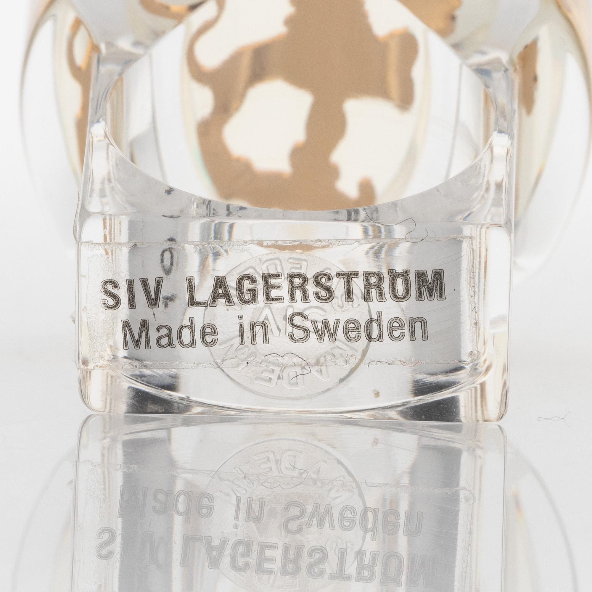 Siv Lagerström, three rings, acrylic plastic. Engravings from the 1970s.