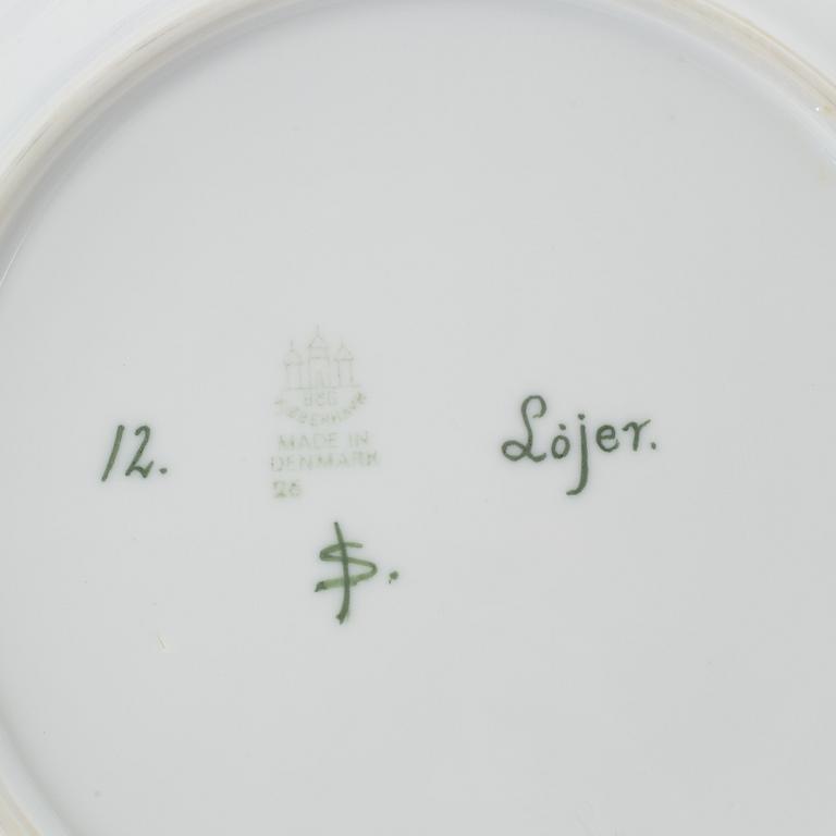 A set of twelwe porcelain plates, Bing & Grøndahl, Denmark.