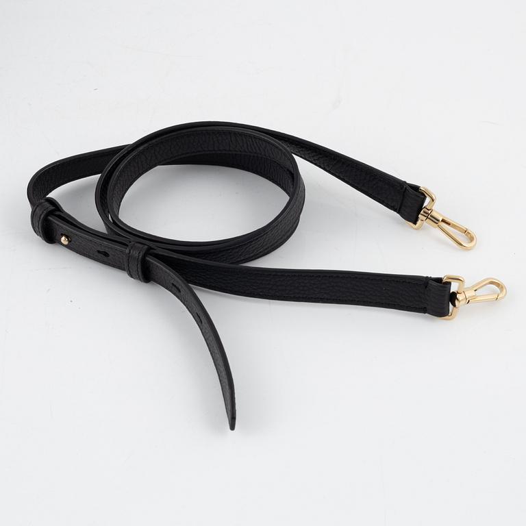 Bally, a black leather bucket bag.