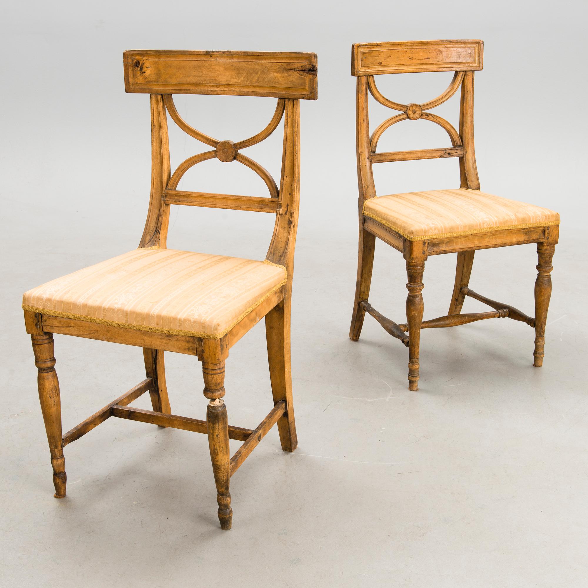 A pair of chairs, so called Swedish Bellman chairs, early 19th Century.