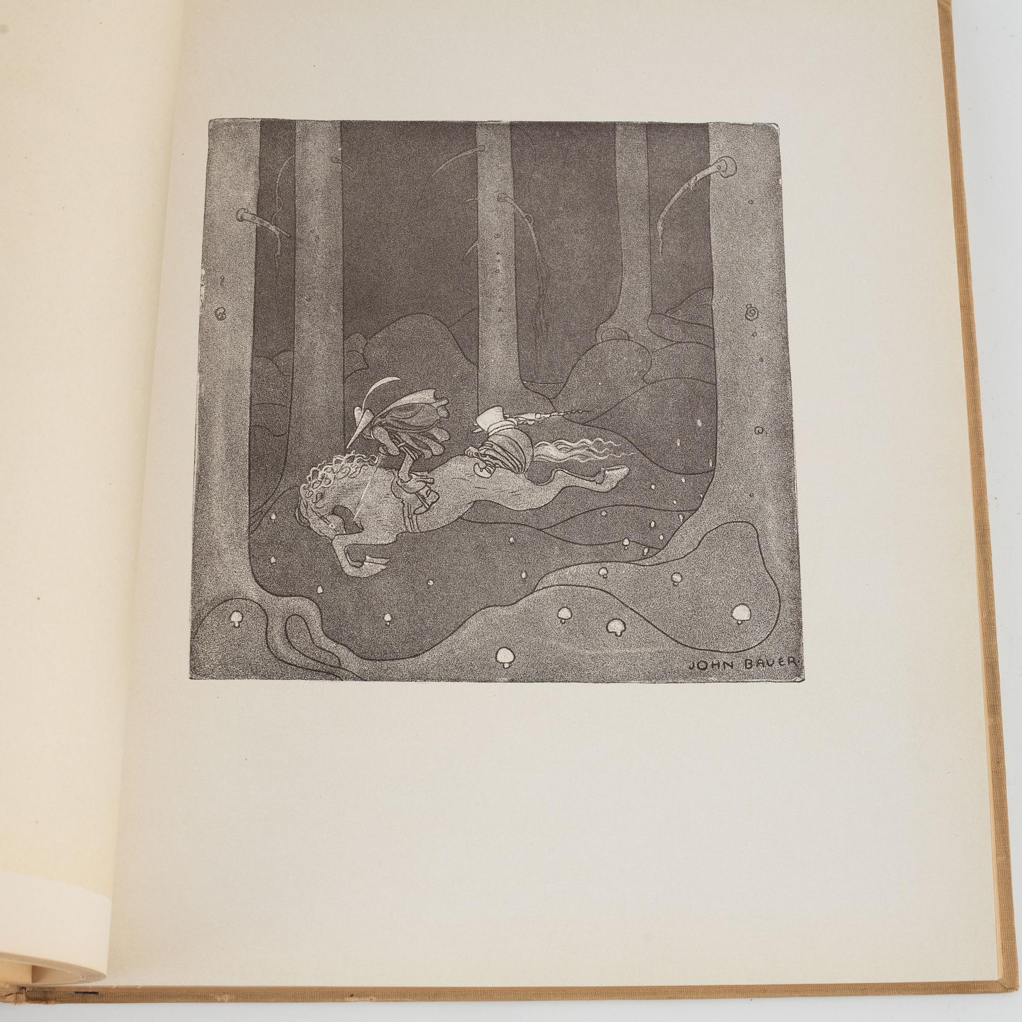 "John Bauer: trettio bilder i mezzotypi till ett urval sagor i bland Tomtar och troll åren 1907-1915", Stockholm 1918.