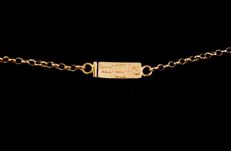 COLLIER 18K guld med ametist och orientaliska pärlor, 1800-tal. Vikt 7.2 gram.