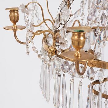 A Gustavian six-light chandelier, late 18th century.