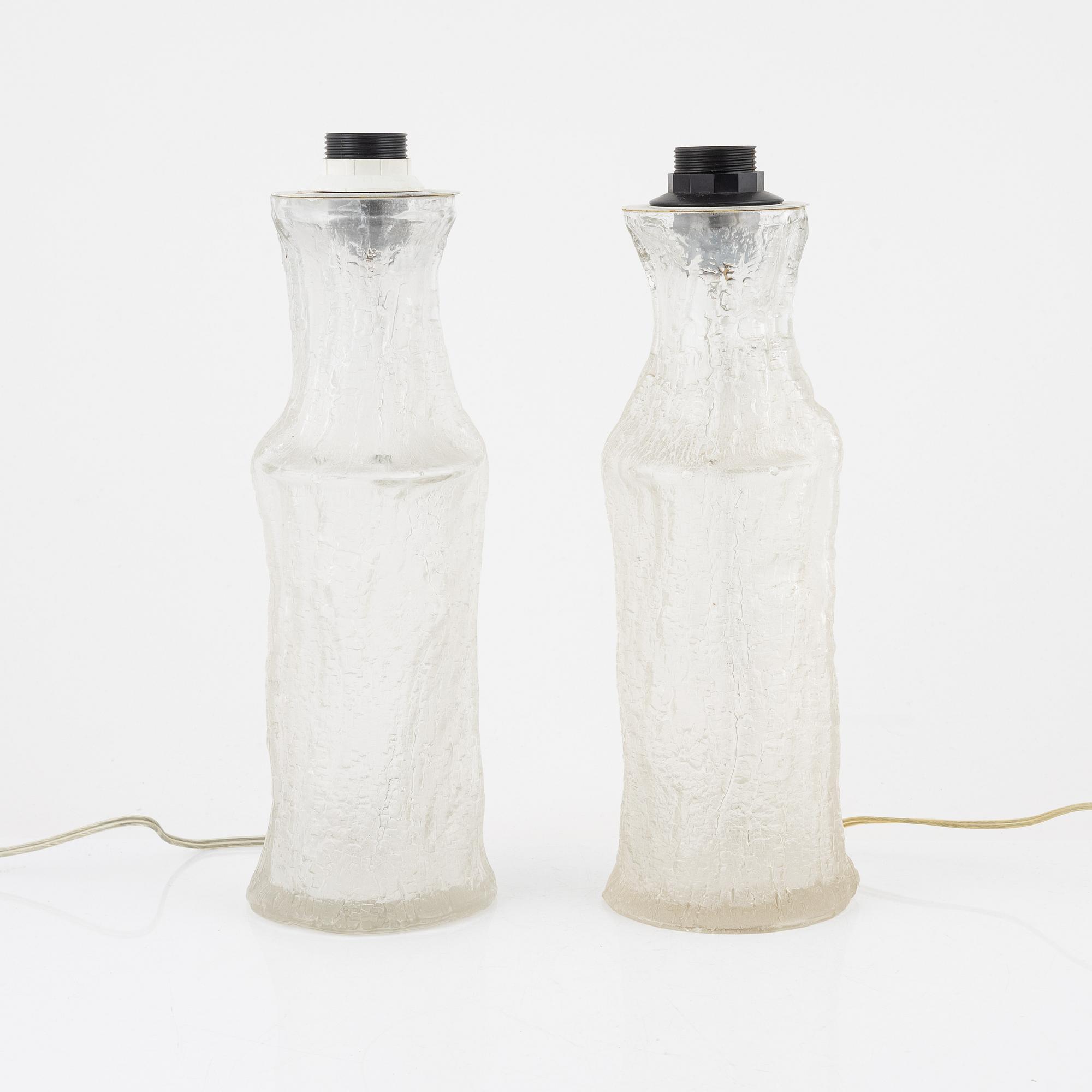 Timo Sarpaneva, bordslampor, ett par, glas, Iittala för Luxus, Sverige, 1960-tal.