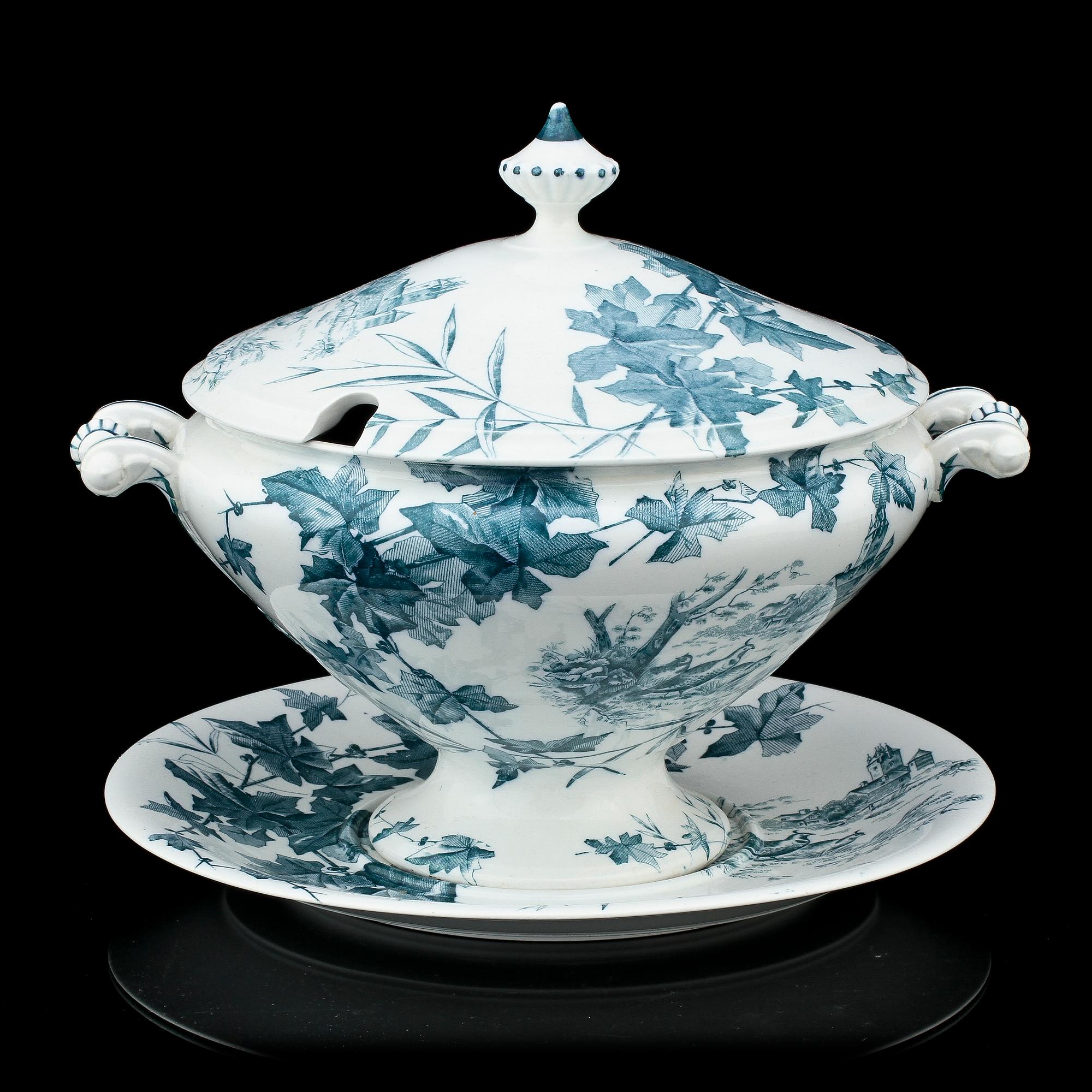 LOCKTERRIN med FAT, flintgods, "Hedera", Gustavsberg, 1900-talets första kvartal.