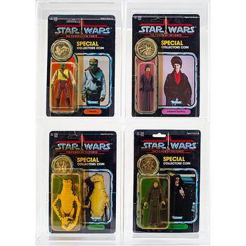 STAR WARS, Barada, Amanaman, Imperial Dignitary & The Emperor, POTF, Kenner 1984.