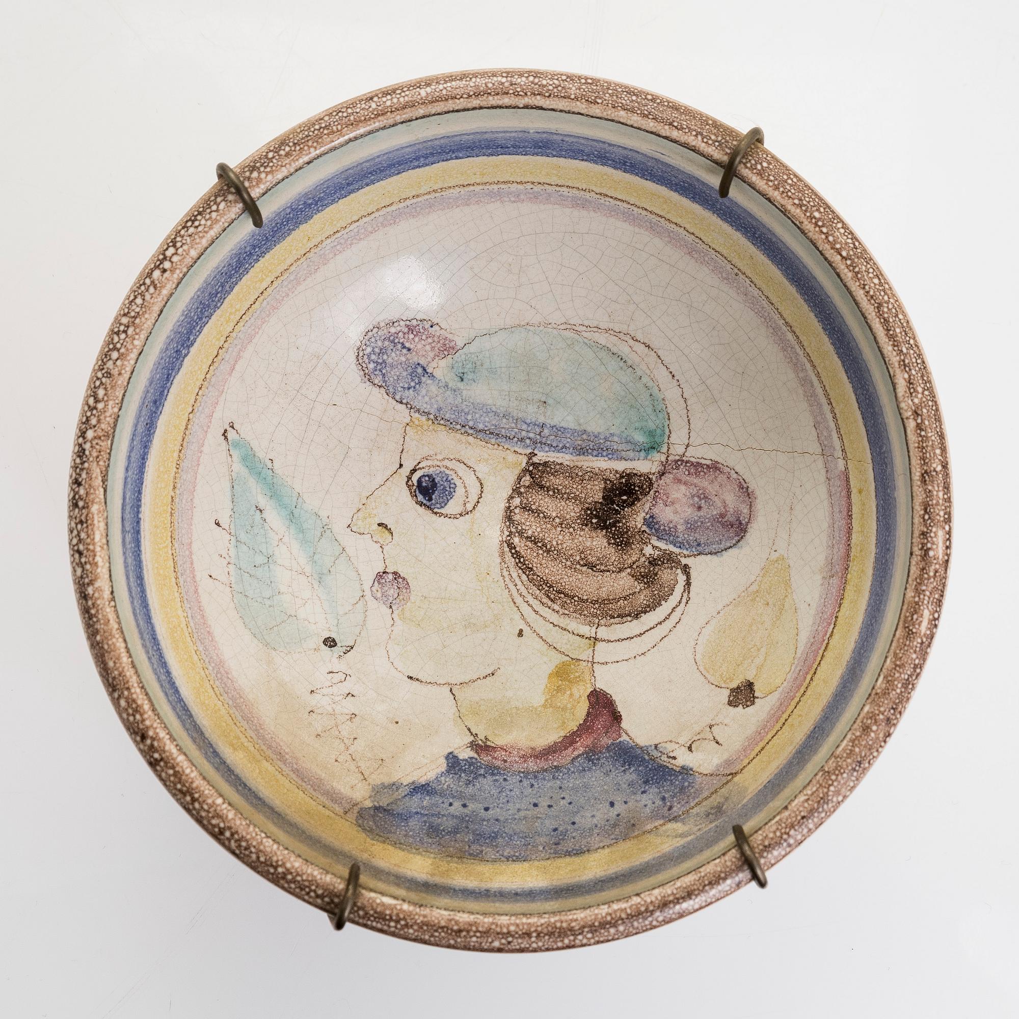 Toini Muona, vati ja kulho, keramiikkaa, signeerattu T. Muona Arabia, Finland.