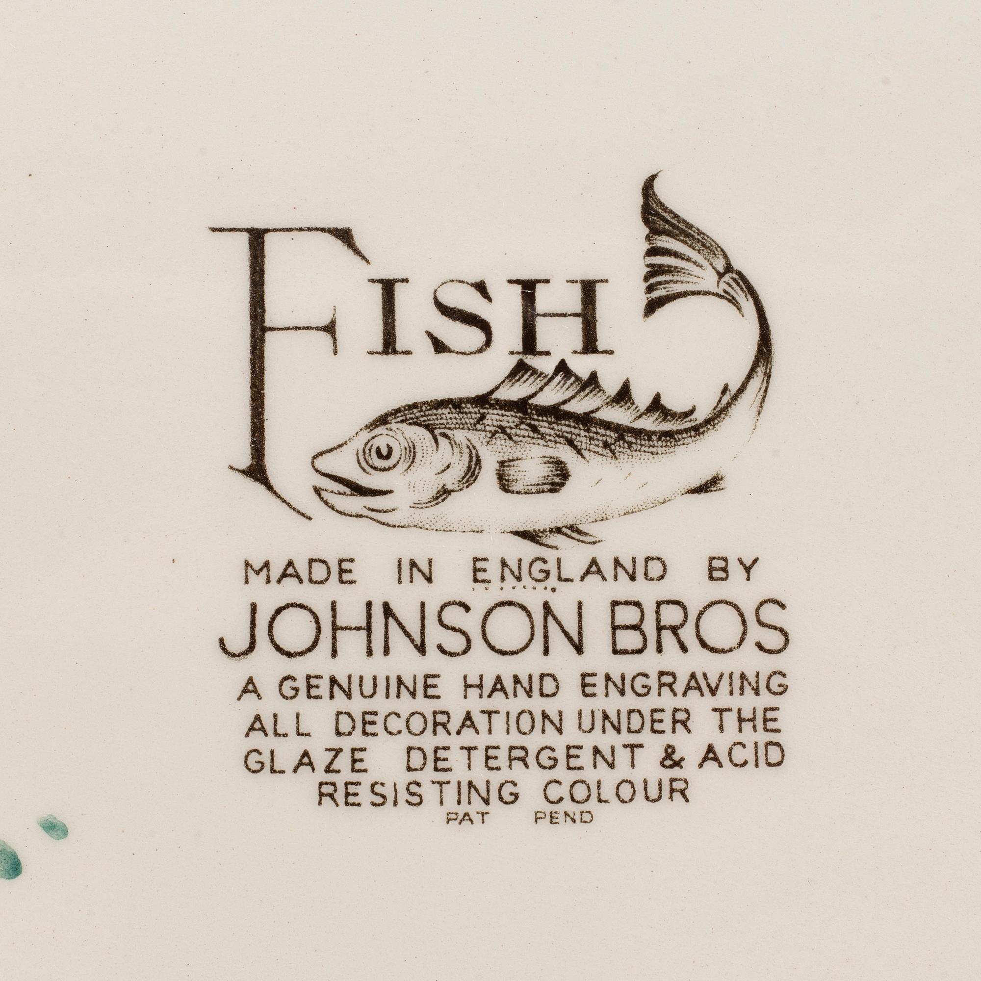 A part 'Fish' earthenware dinner service, Johnson Bros, England (74 pieces).