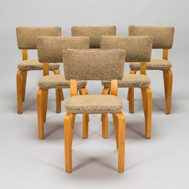 Alvar Aalto, six mid-20th century 'E 69' chairs for O.Y. Huonekalu- ja Rakennustyötehdas A.B.
