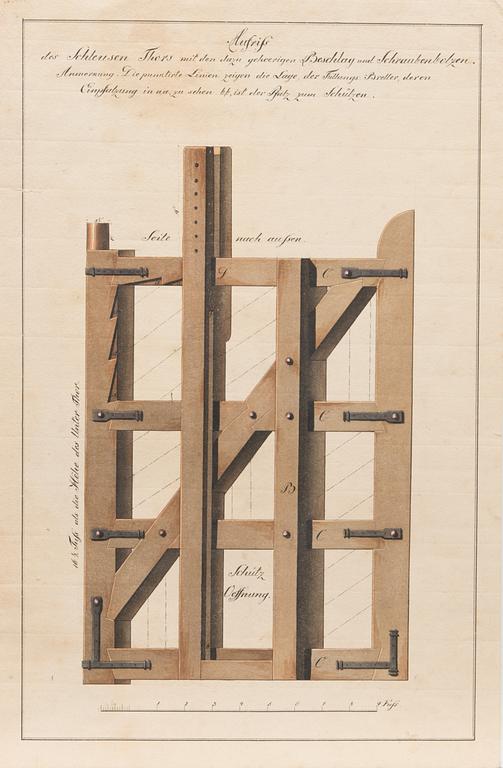 AKVARELLER/RITNINGAR, 3 st. tillskrivan Carl Ludwig Engel (1778-1840), ej signerade.