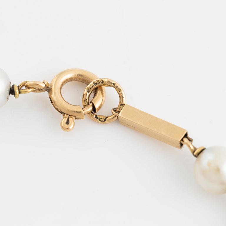 18K gold, amethyst and pearl bracelet.