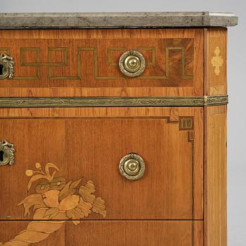 A Gustavian marquetry commode by G. Foltiern (mastewr in Stockholm 1771-1804).