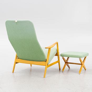 Alf Svensson, a "Contour-Set 327" armchair with ottoman, Ljungs Industrier, Sweden, 1950's.