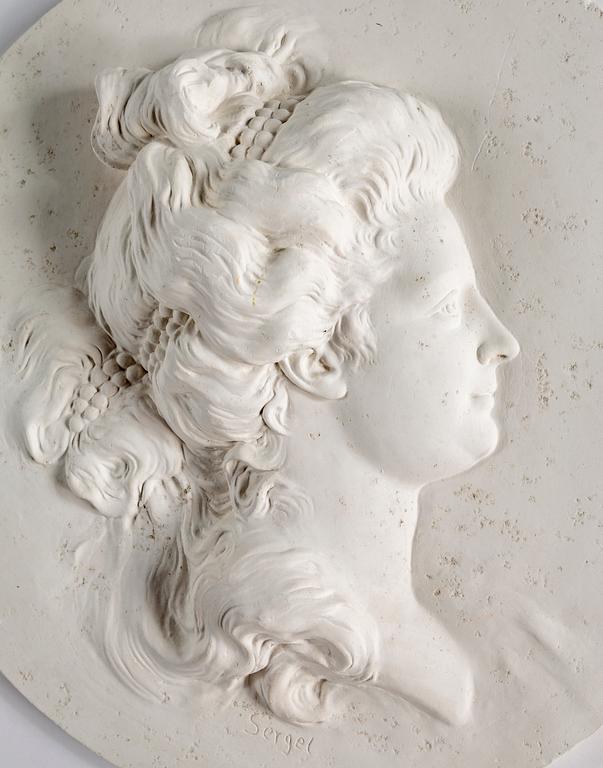 A 21th Century plaster relief, copy after J T Sergel.